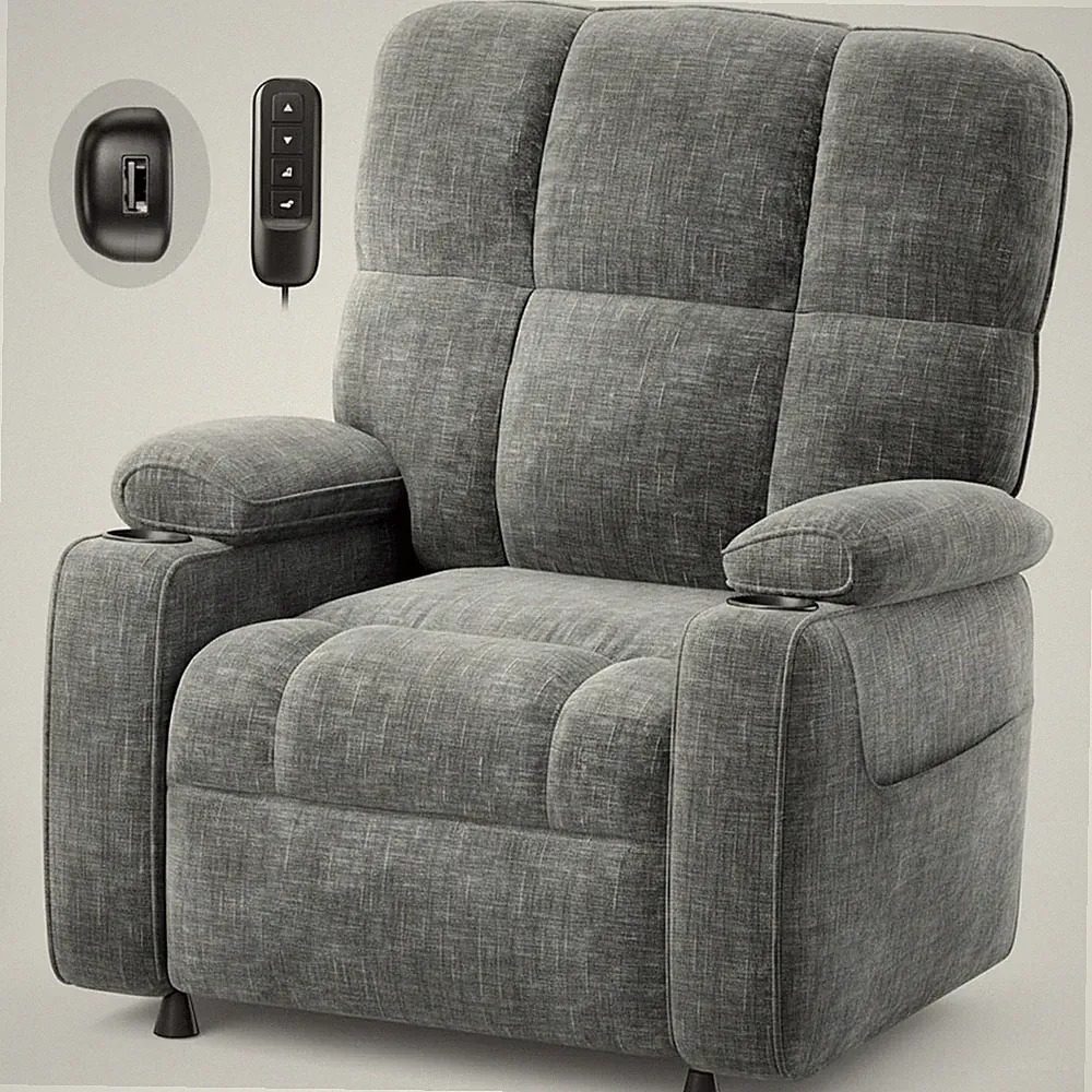 Amada Power Recliner Chair for Adults, Infinite Adjustable Chenille Electric Rec