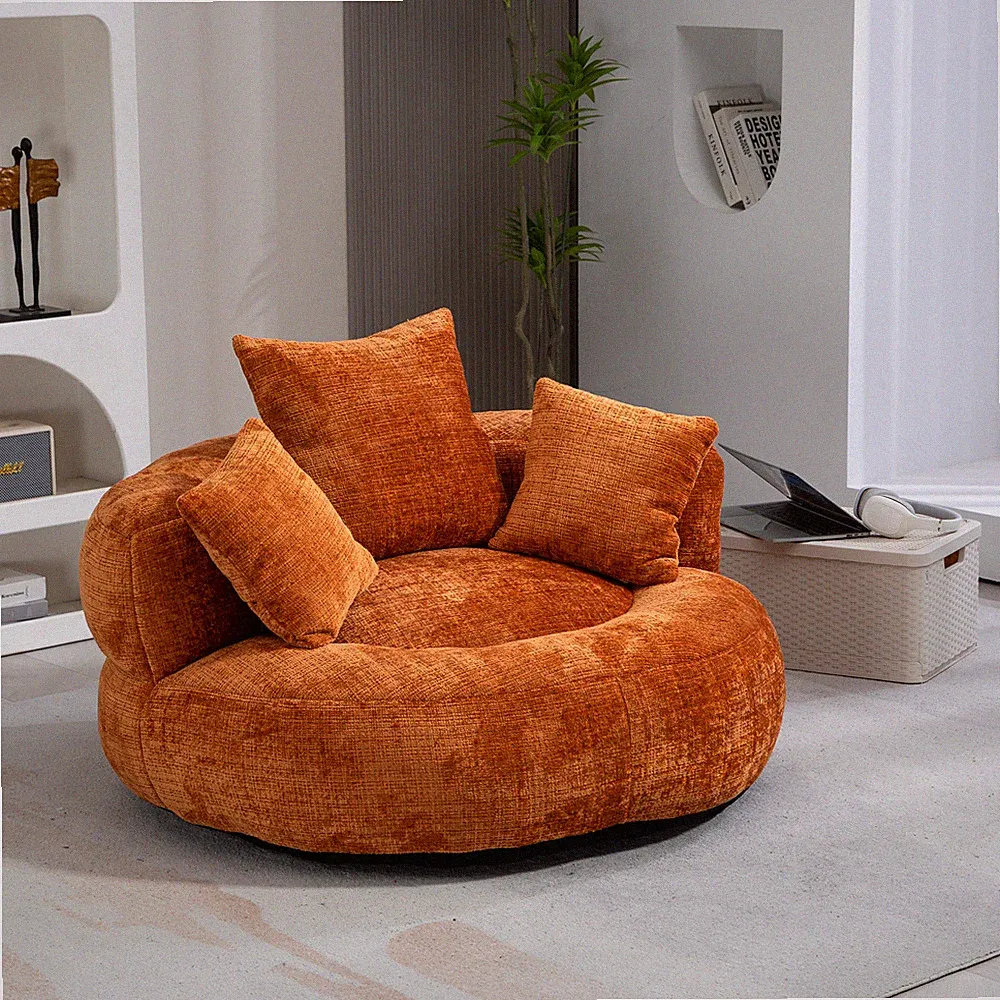 Bean Bag Chair Lazy Sofa, Three Pillows for Adults Kids, Indoor Outdoor (Orange)