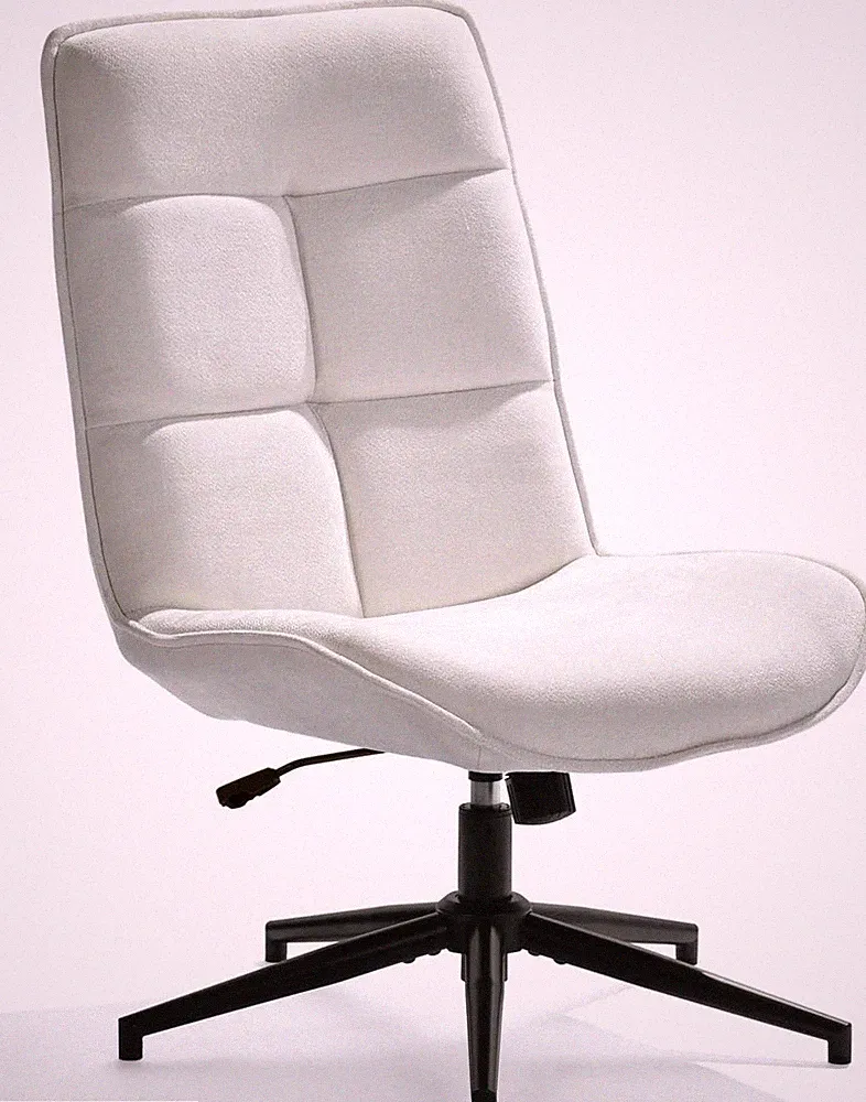 Beige Chenille Accent Chair - Ergonomic Armless Swivel Lounge Chair