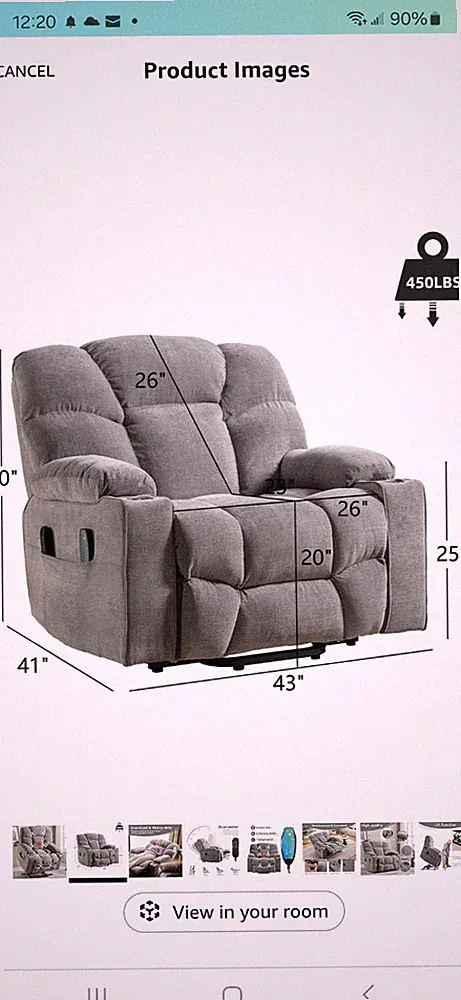 Canmov Bariatric Lift Chair Power Recliner with Massage And Heat 450 Lbs Max
