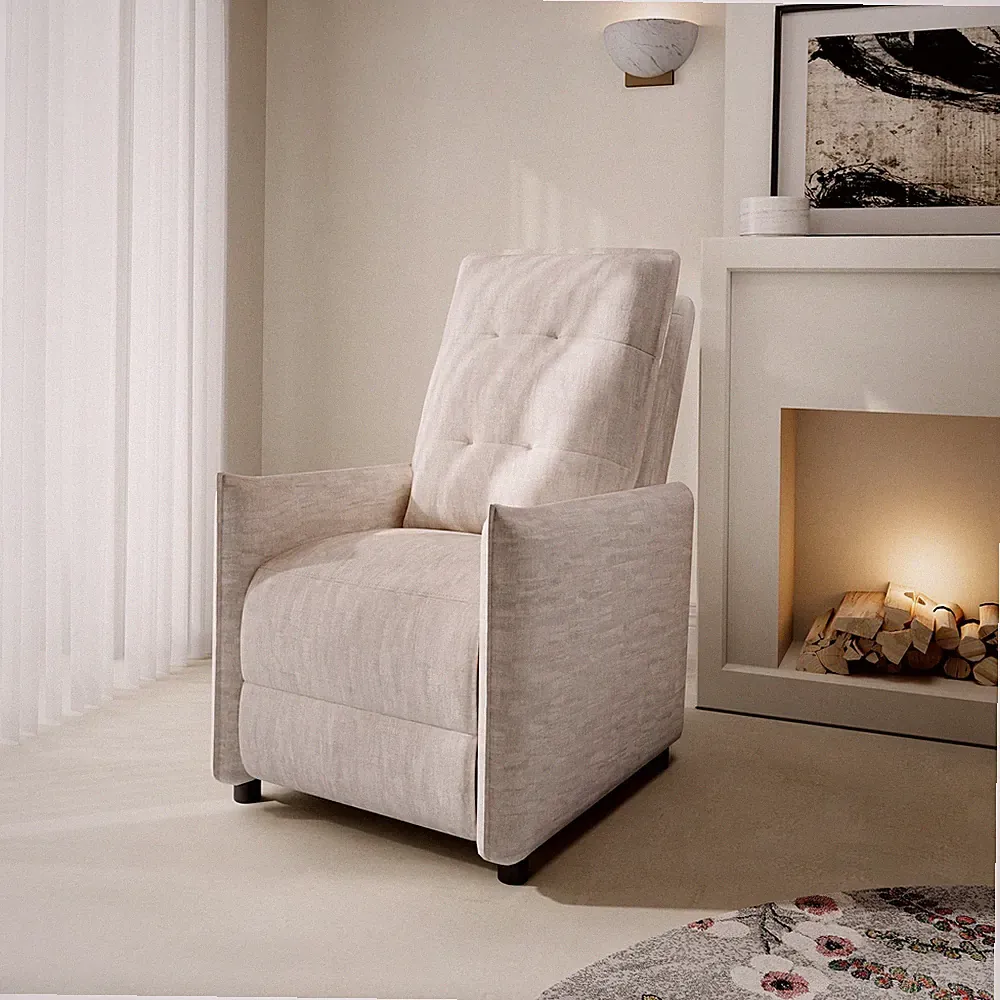 Chenille Fabric Recliner Chair for Adults - Manual Push Back Reclining Sofa wit