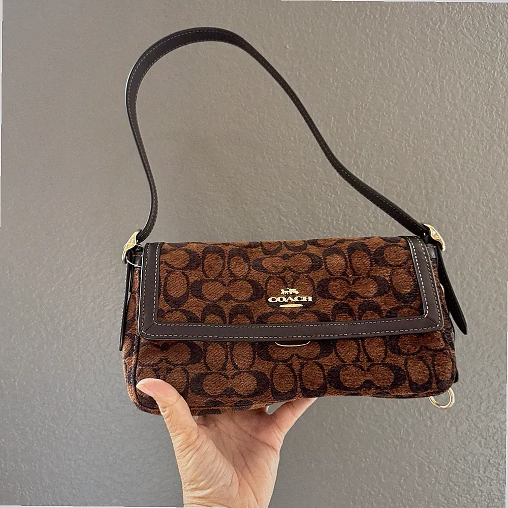 Coach Etta Small Flap Shoulder Bag in Signature Chenille CCV65 Fall Release