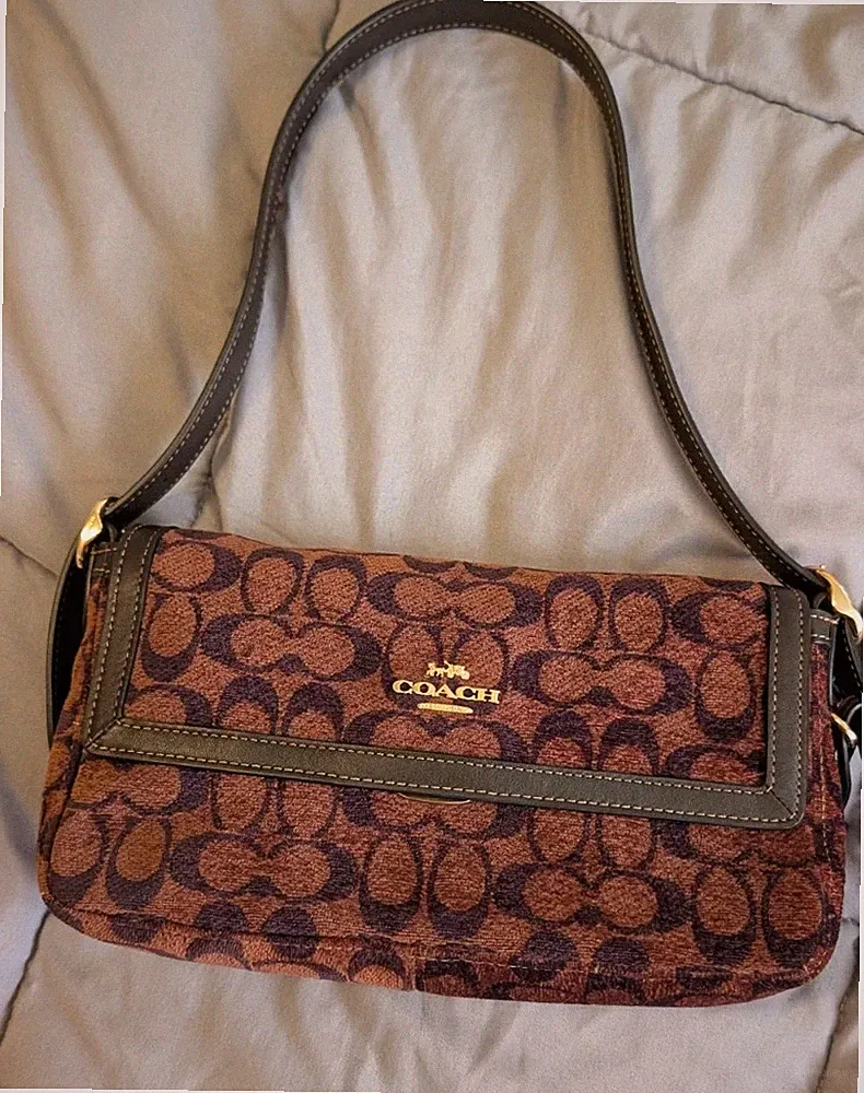 Coach Etta Small Flap Shoulder Bag Signature Chenille