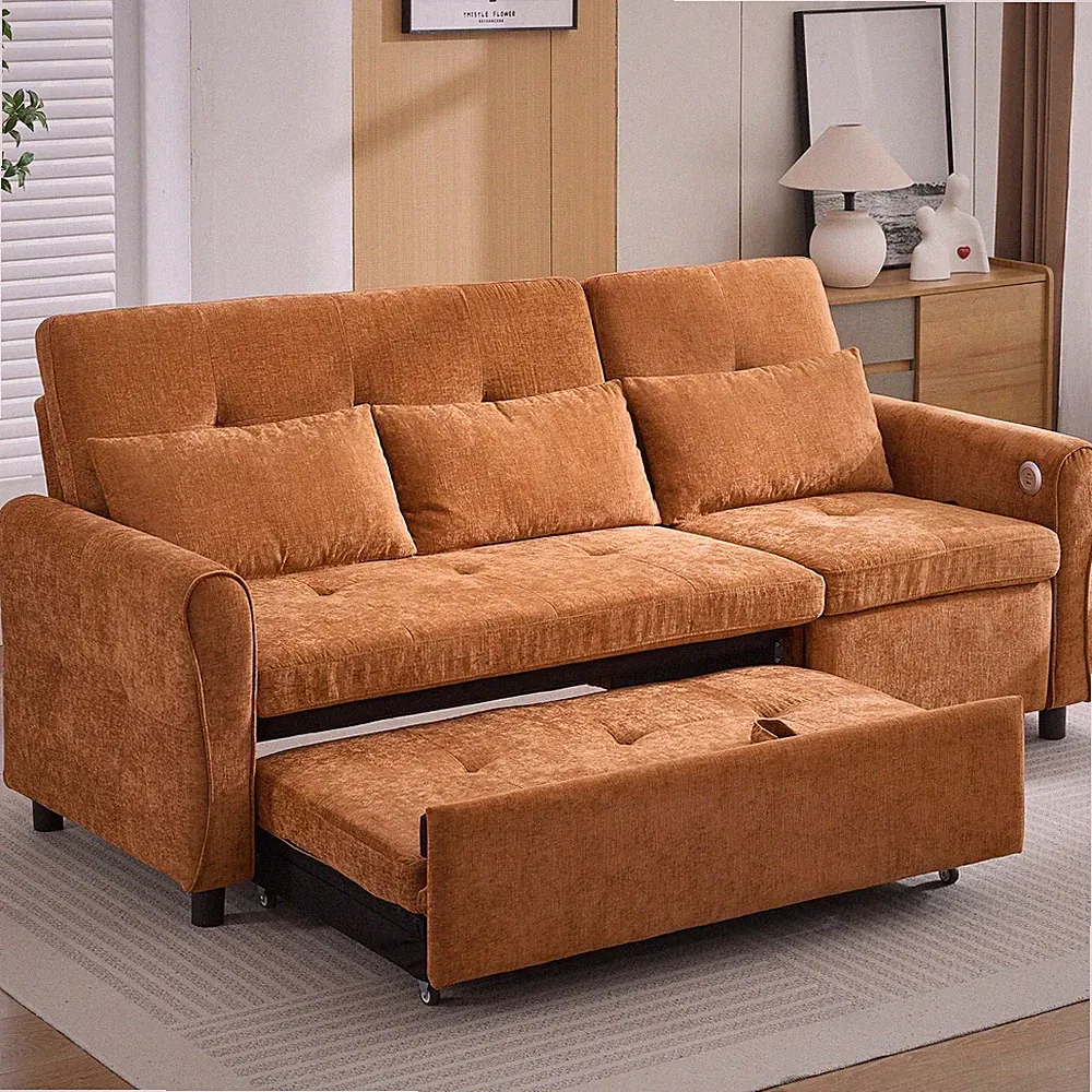Convertible Sleeper Sofa Bed 3 Seater Sofa Couch with Reversible Recliner Sofa