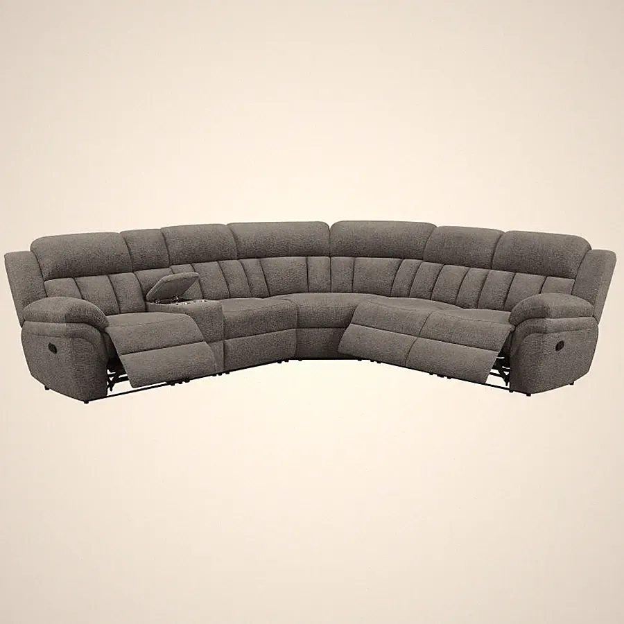 DARK GREY CHENILLE RECLINING SOFA WALL HUGGER SECTIONAL CONSOLE FURNITURE
