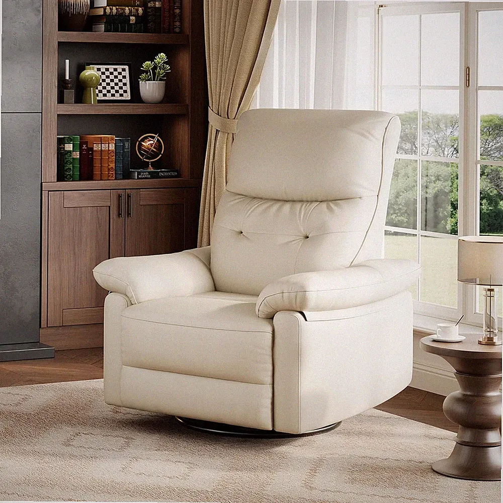 Recliner Chair Manual with Swivel and Rocking Chenille Upholstered Lounge Chair