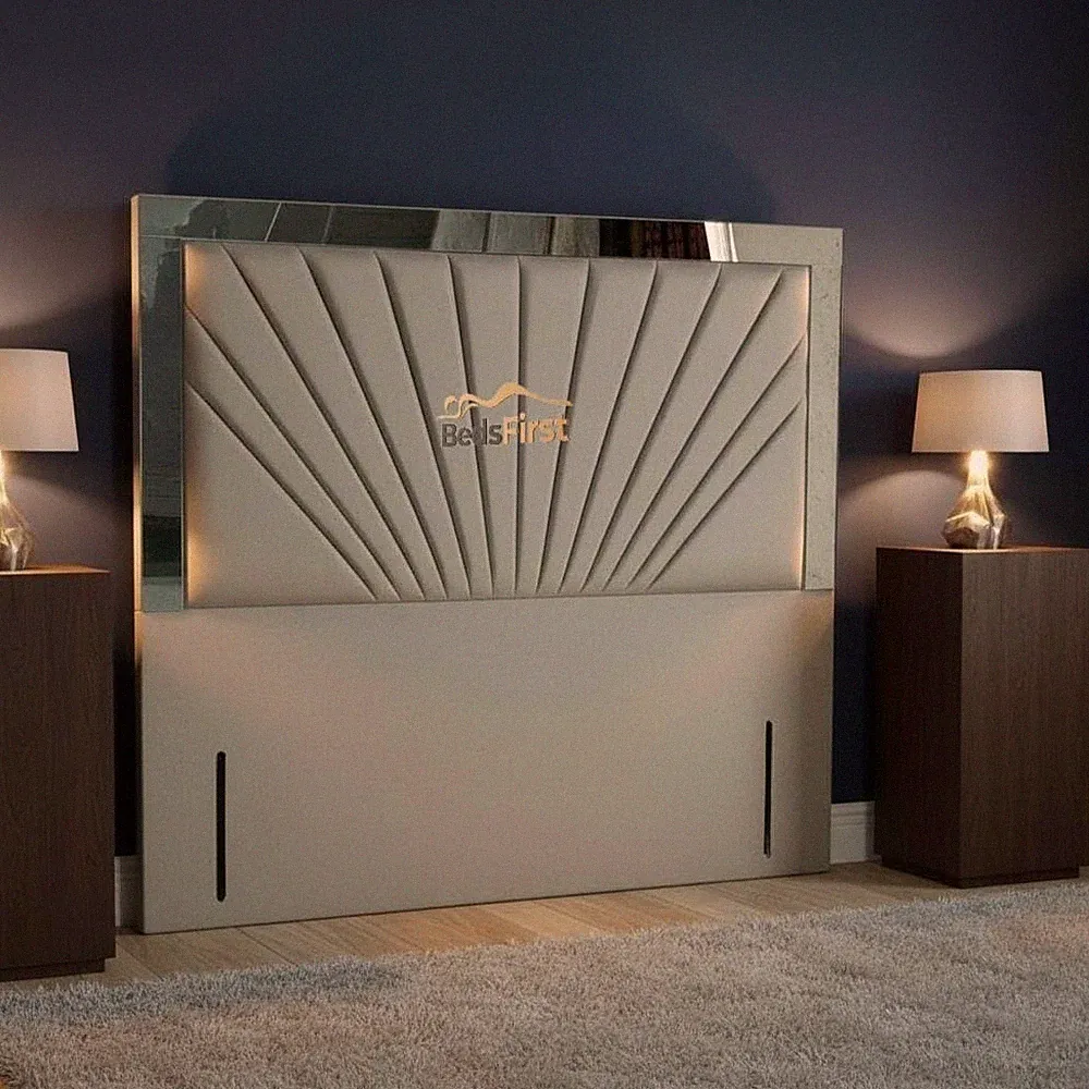 Mirror Bedhead 54” Fabric Upholstered Faux Leather HEADBOARD small Double king....