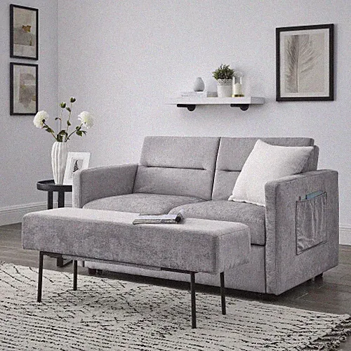 Modern Convertible Sleeper Sofa Bed Loveseat Sofa Couch w/ Pull-Out Bed & Bench