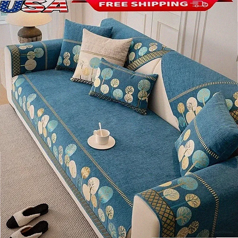 Non Slip Plush Sofa Cover Washable Pet Hair Protector Durable Chenille Cover New