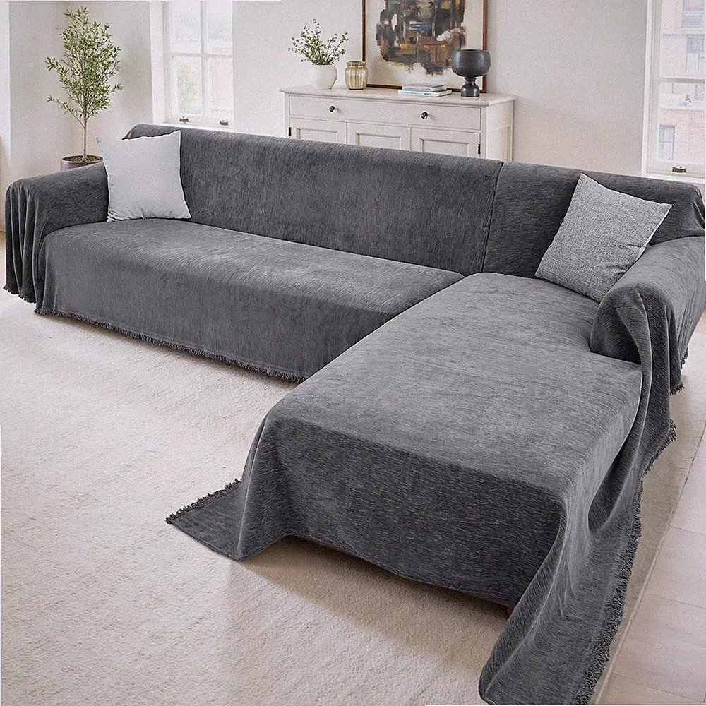 Sectional Couch Covers, 2 Pieces Washable L Shaped Couch Covers Sofa Blanket...