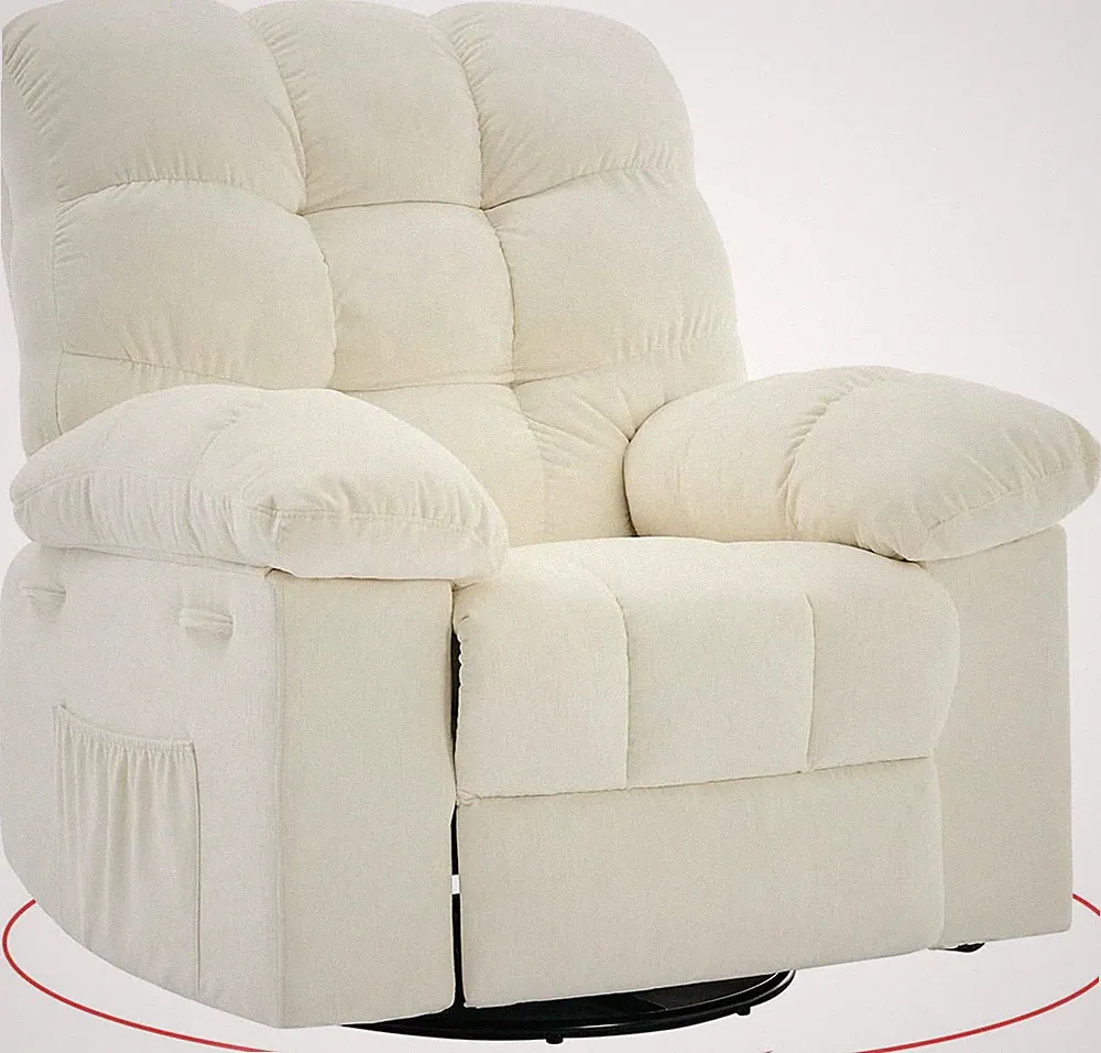 Swivel Rocking Recliner Chair with Chenille Upholstery for Small Spaces