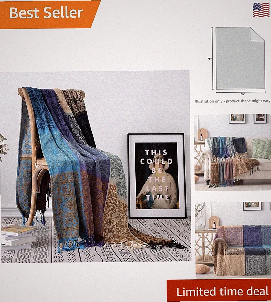 Vibrant Geometric Chenille Blanket 60x75" - Perfect for Sofa and Bed Decor